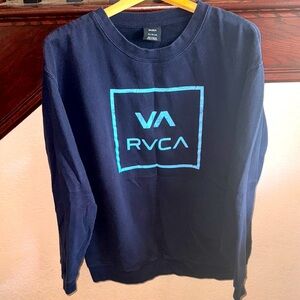 RVCA Men's Dark Blue Crewneck Pullover Long Sleeve Sweater Sweatshirt Skater Top